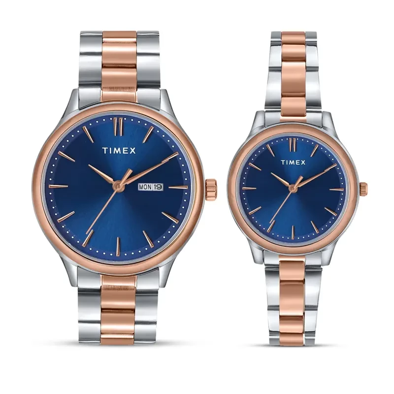 Timex Blue Dial Two-tone Couple Watch | TW00ZP006